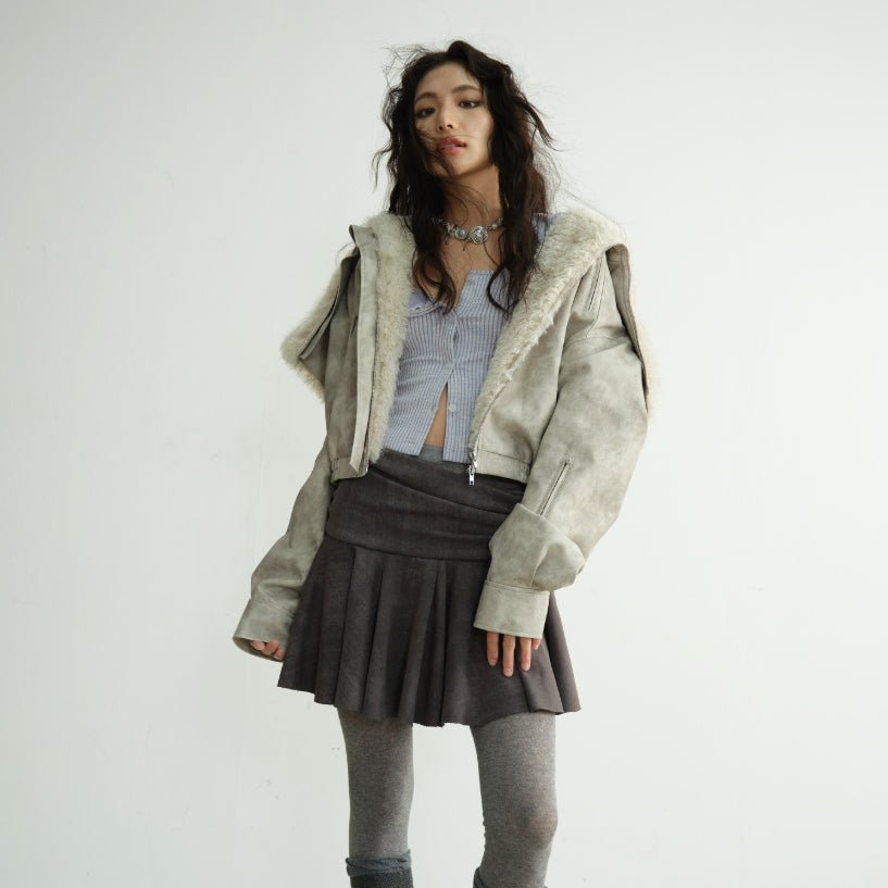 Veste matelassée en cuir PU post-apocalyptique à capuchon