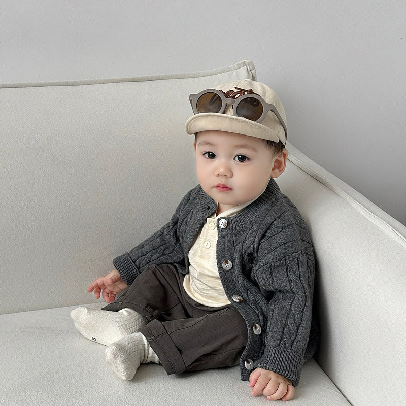 Chandail à la mode brodé casual tricoté Cardigan enfants
