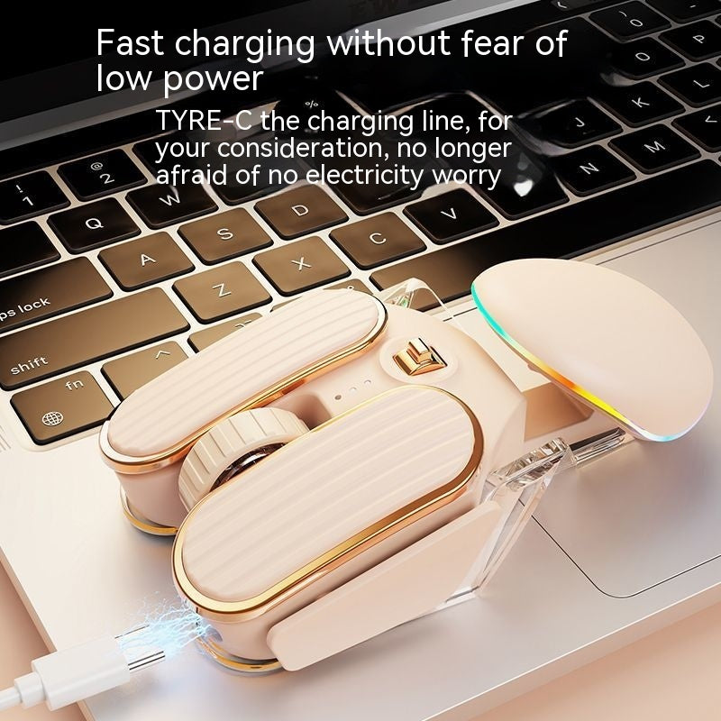 Science Fiction Bluetooth sans fil Mouse Mute Girl Mute Bureau de jeu rechargeable
