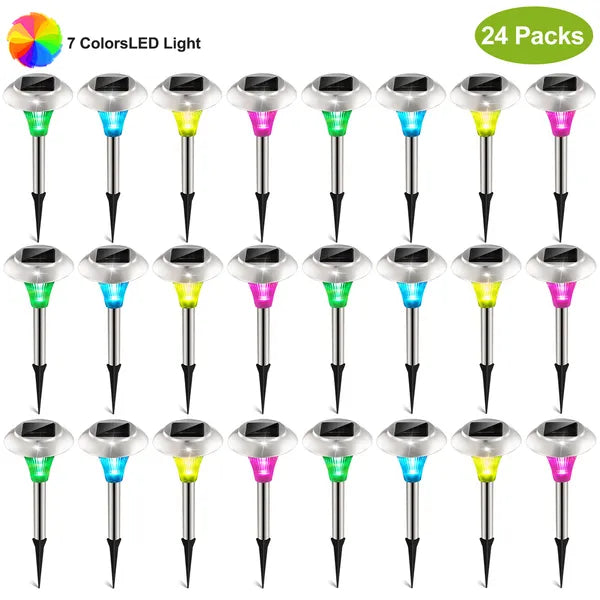 24Packs Solar Garden Lights Outdoor IP44 Waterproof Solar Pathway Lights Couleur Changer La