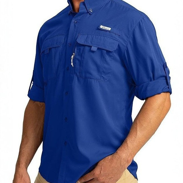 Men's long-sleeved collared shirt