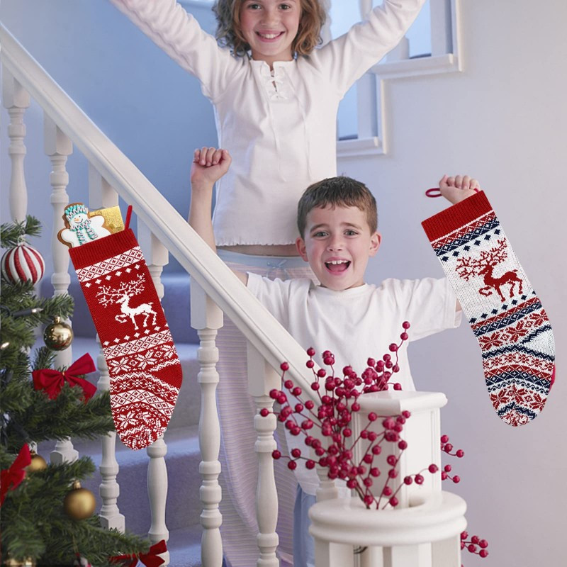 Classic Christmas Bas Brodé Polyester Décoration suspendue