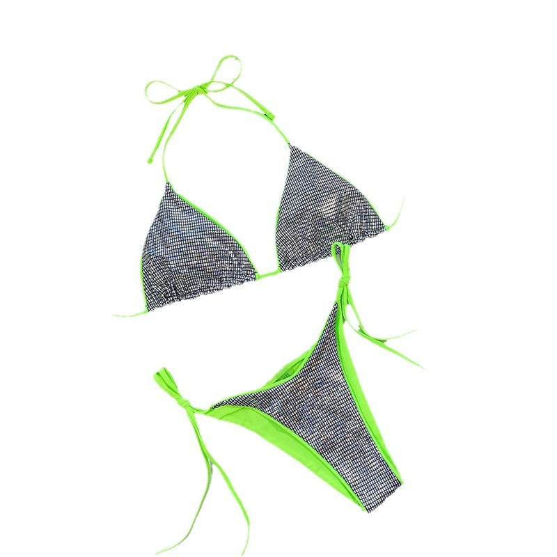 Femmes Color-Block Glossy Sexy Bikini avec la dentelle design Innocent Pourtant attrayant