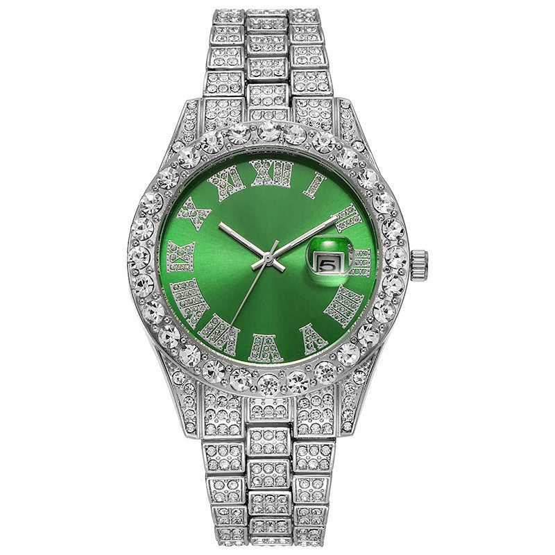 Bracelet en acier pour hommes Hip-hop Roman Quartz Montre