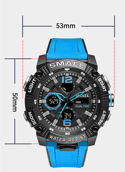 Montre sportive étudiante lumineuse étanche pour hommes