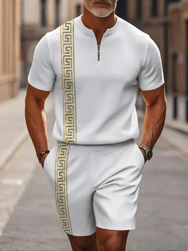 Shorts Zip en col mandarin et manches courtes pour hommes