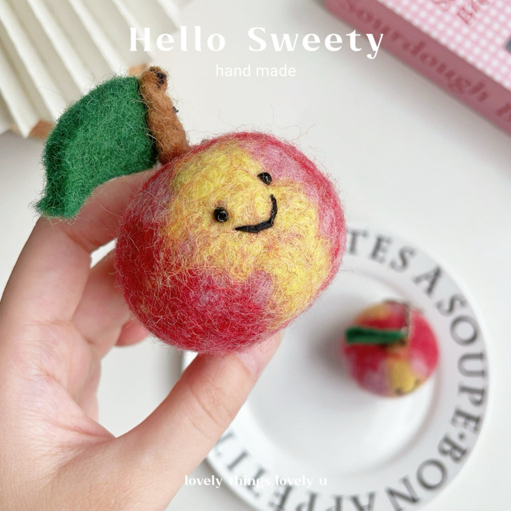 Nepal Laine fait main Felt Peach Fruit Porte-clés cadeau pendentif