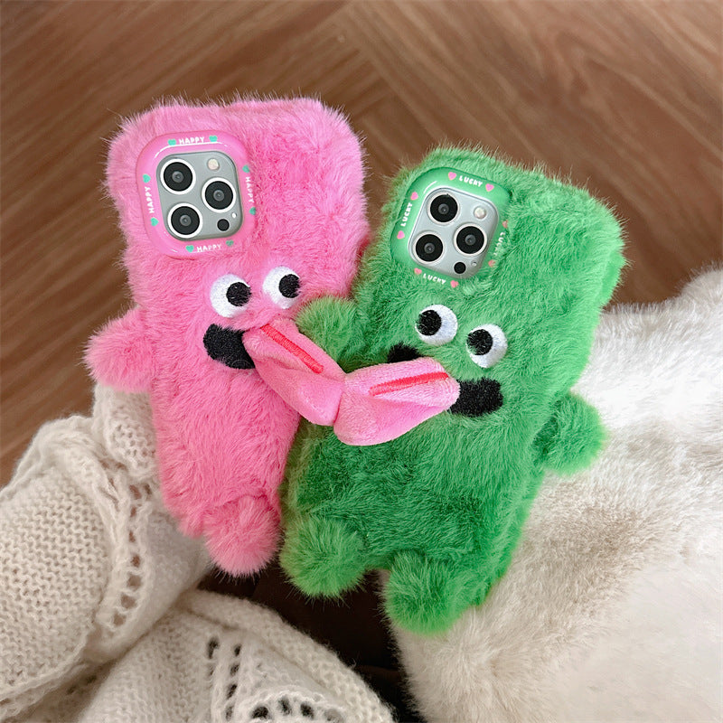 Funny Sticking Tongue Out Cartoon Plush Approprié boîtier de téléphone résistant à la chute