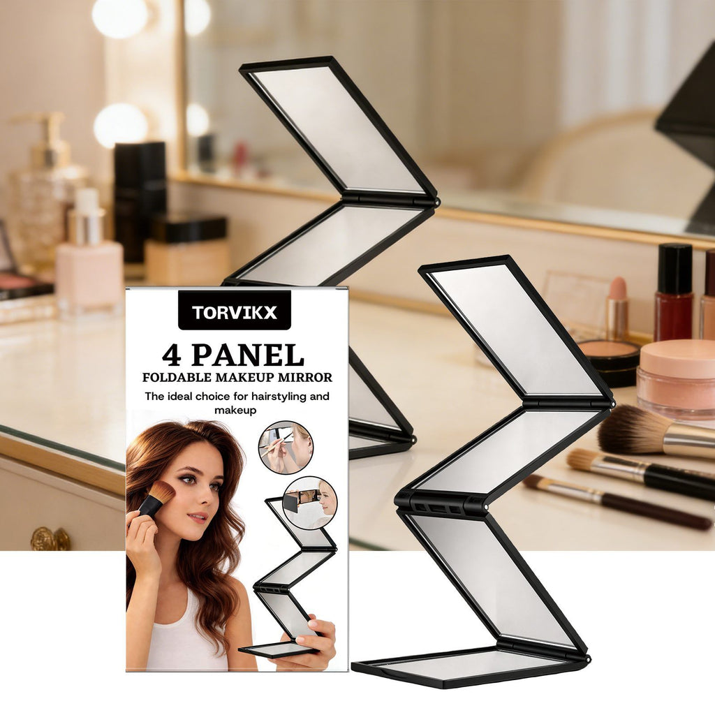 Miroir de maquillage pliant à quatre panneaux TORVIKX