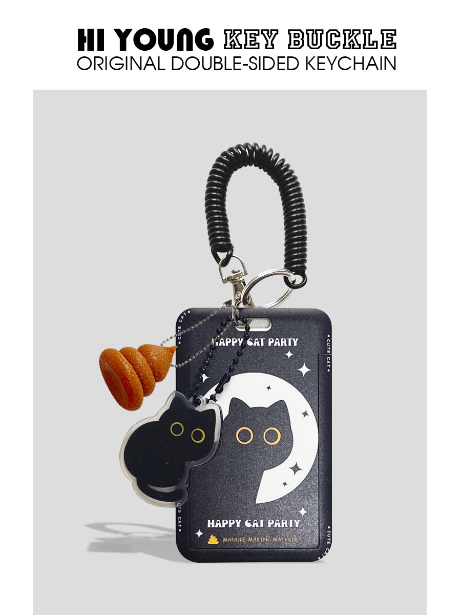 Original Cute Little Black Cat Card Holder Portable Bus Subway Canteen Student ID