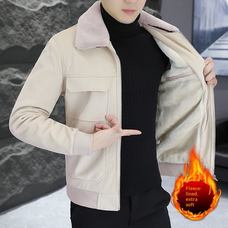 Veste chaude doublée de fourrure de col tournant