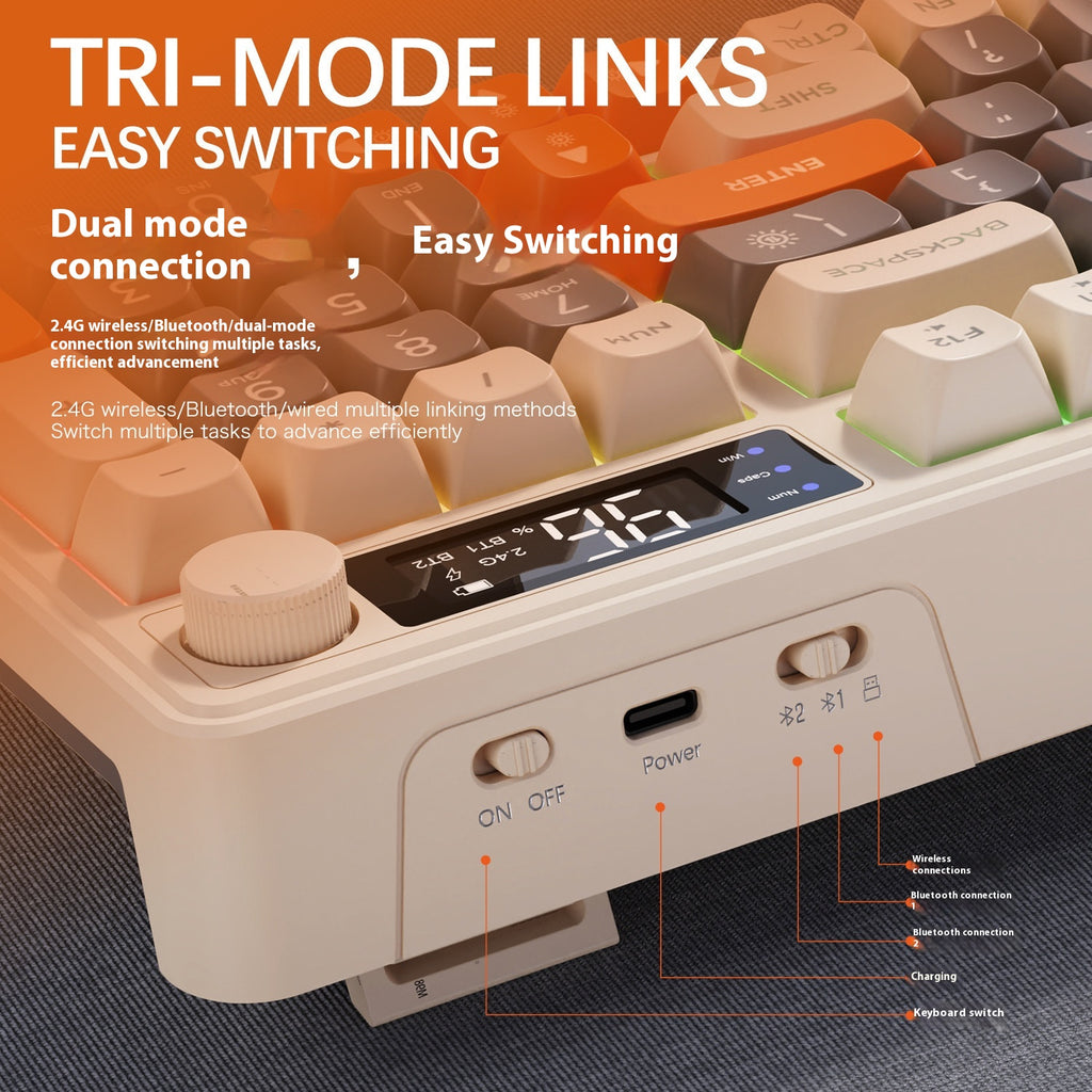 Wireless Dual-Mode Bluetooth Russian Keyboard Display