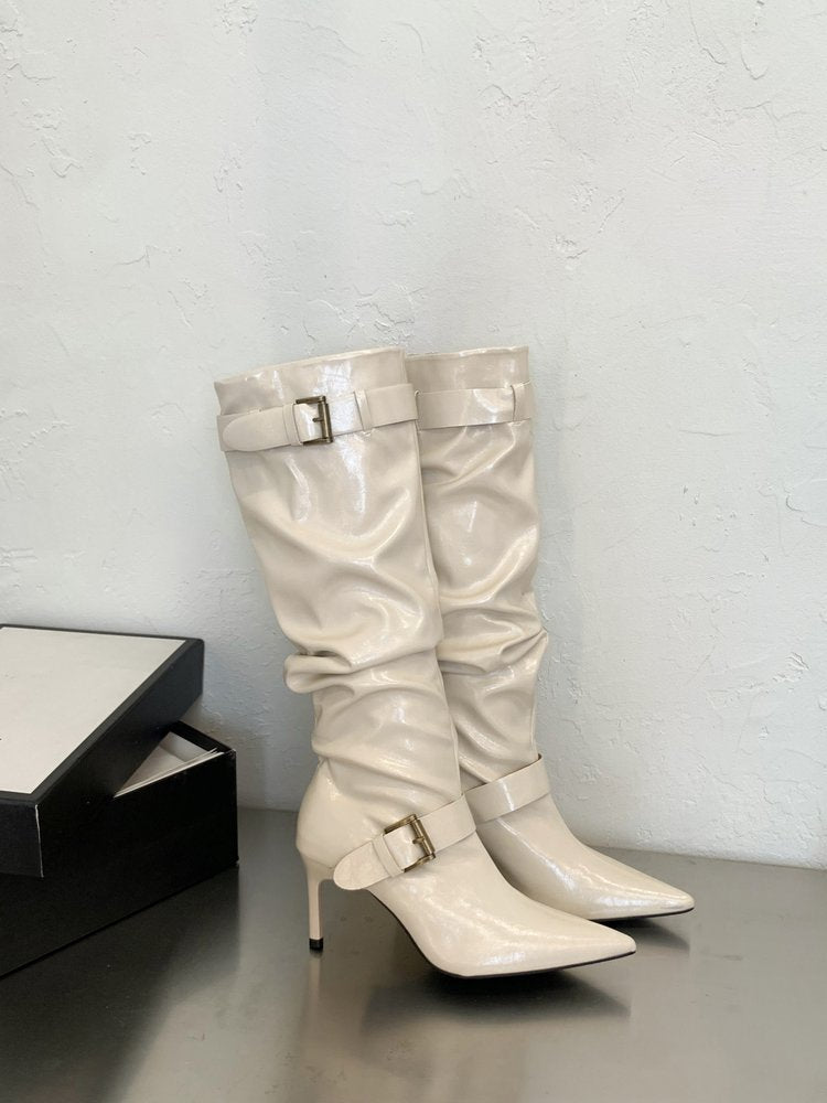 Bottes d'orteil pointu vintage pour femmes Élégantes Bottes de louchage