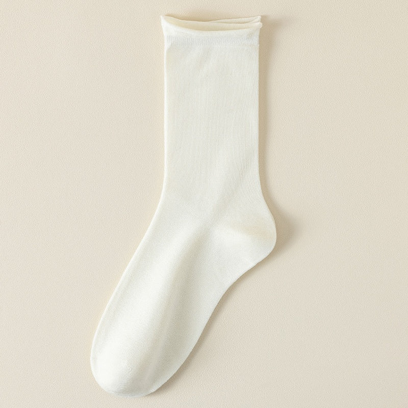 Springsummer Chaussettes mi-calf pour femmes en soie