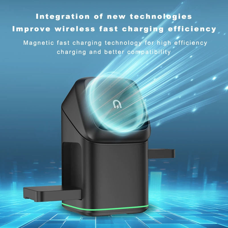 Touche de chargeur sans fil magnétique trois en un