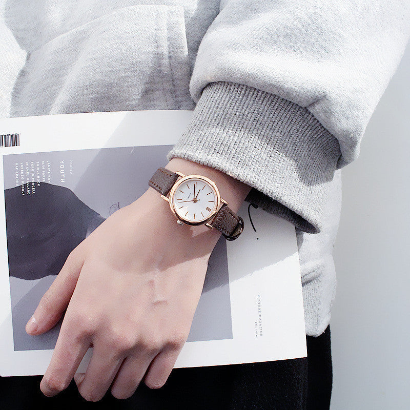 Trendy Simple Personnalité Rétro Harajuku Style Ceinture de Quartz Montre Couple