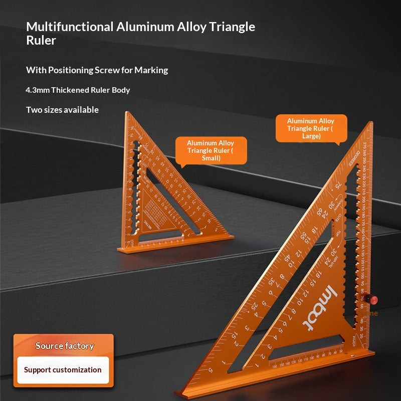 Aluminium Alliage Triangle Règle haute précision Multifonctionnel carré de travail du bois
