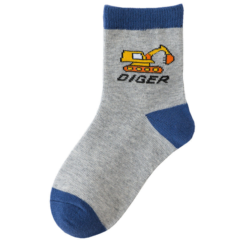 Chaussettes de caricature garçon printemps et automne en coton