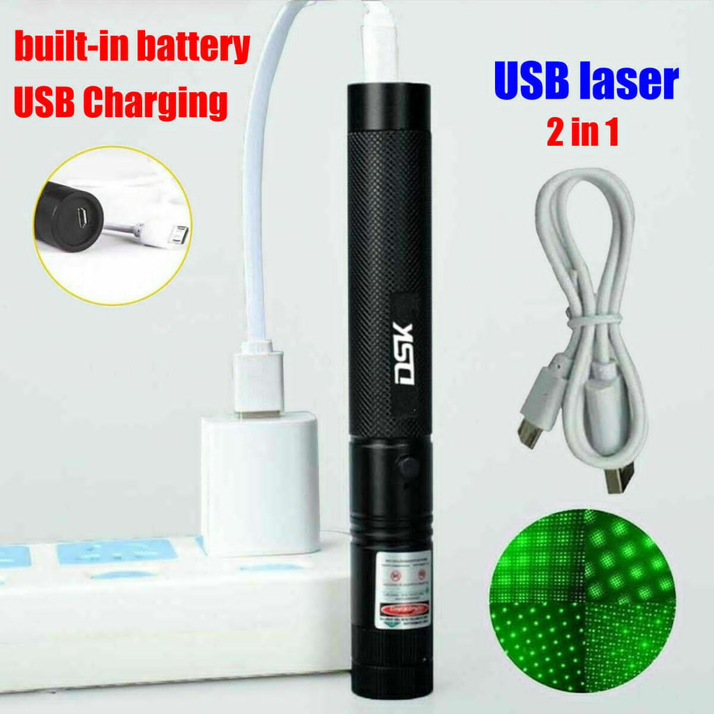 Stylo pointeur laser vert lampe USB rechargeable 990Miles 532NM Astronomie Lumière de faisceau visible