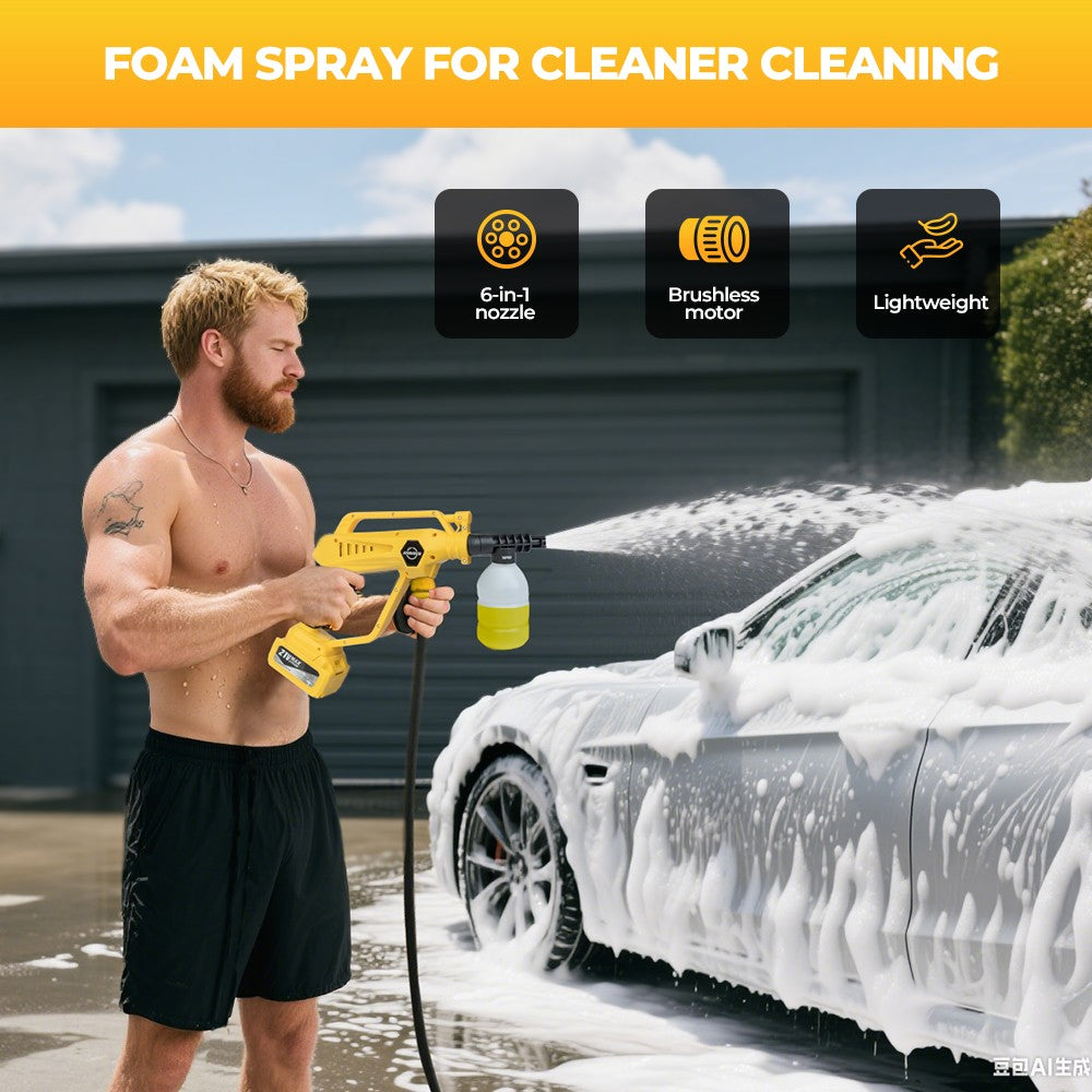 4000W sans fil voiture de lavage haute pression Jet Nettoyeur d'eau avec 2 batterie