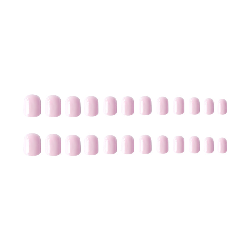 24 pièces Short Square Minimalist Fashion Nail Polish Set en couleur rose Pure Desire. Longue Pr
