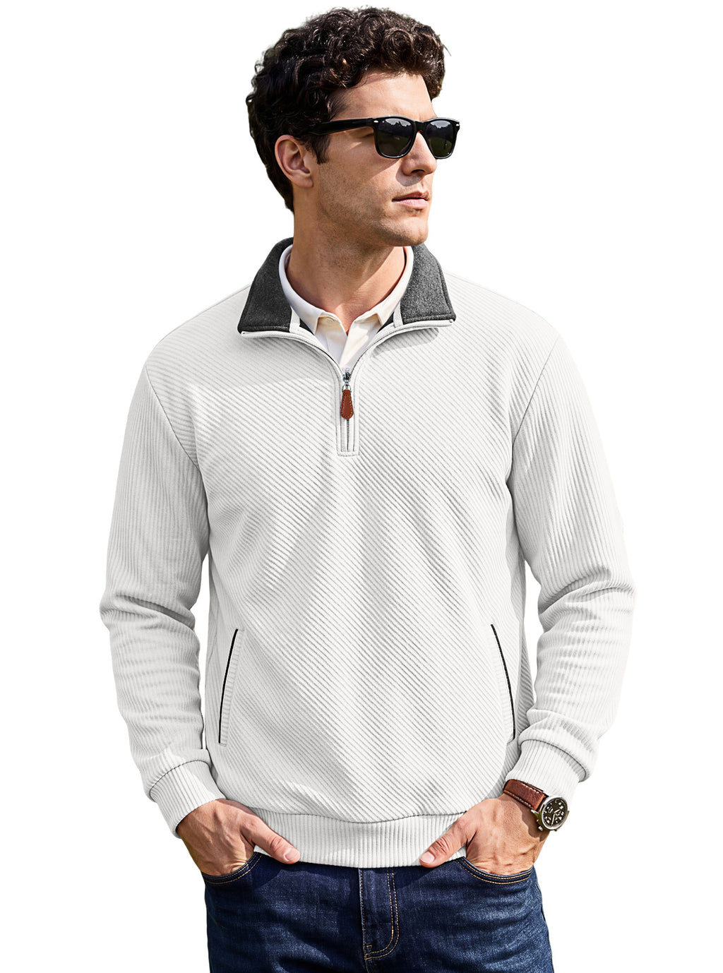 Texture masculine Collier Jacquard Top Commerce extérieur TK American Spring and Autumn Zipper Pocke