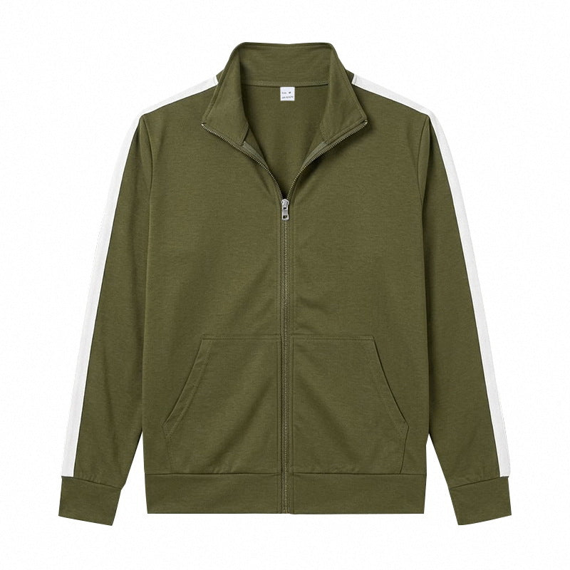 Hommes Relaxed-fit Sporty Minimalist Zip-up Stand-collar Veste
