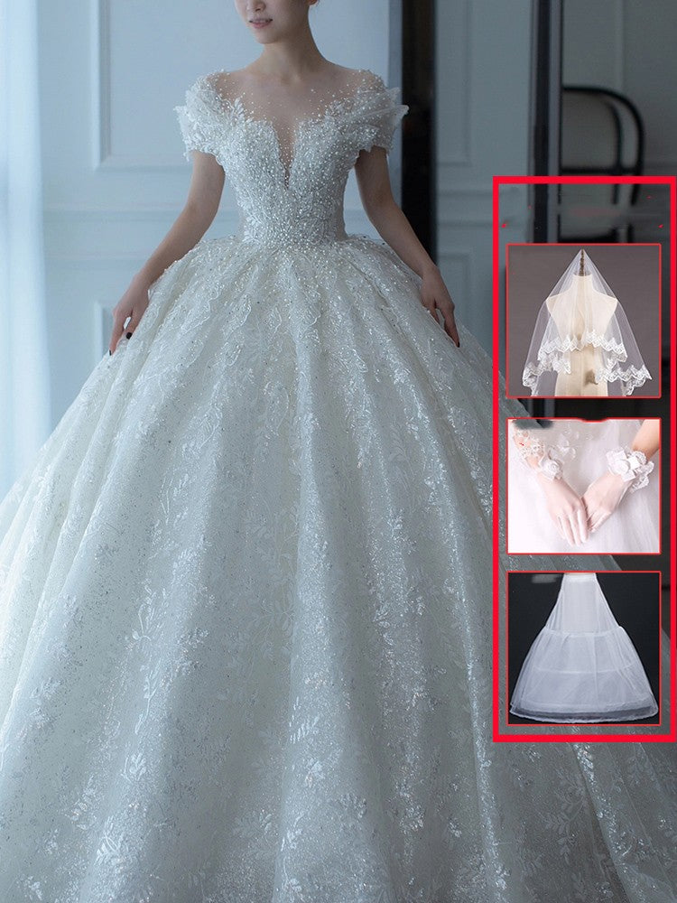 Robe de mariée principale française hors épaule
