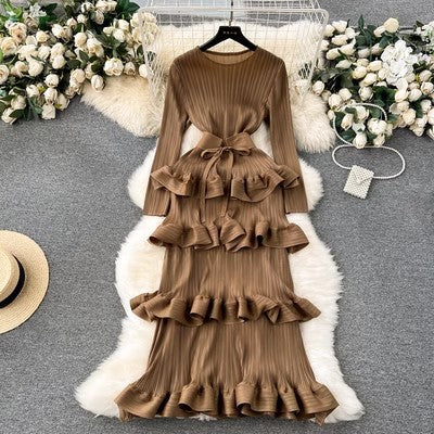 Cake industrie lourde plissé mince robe longue