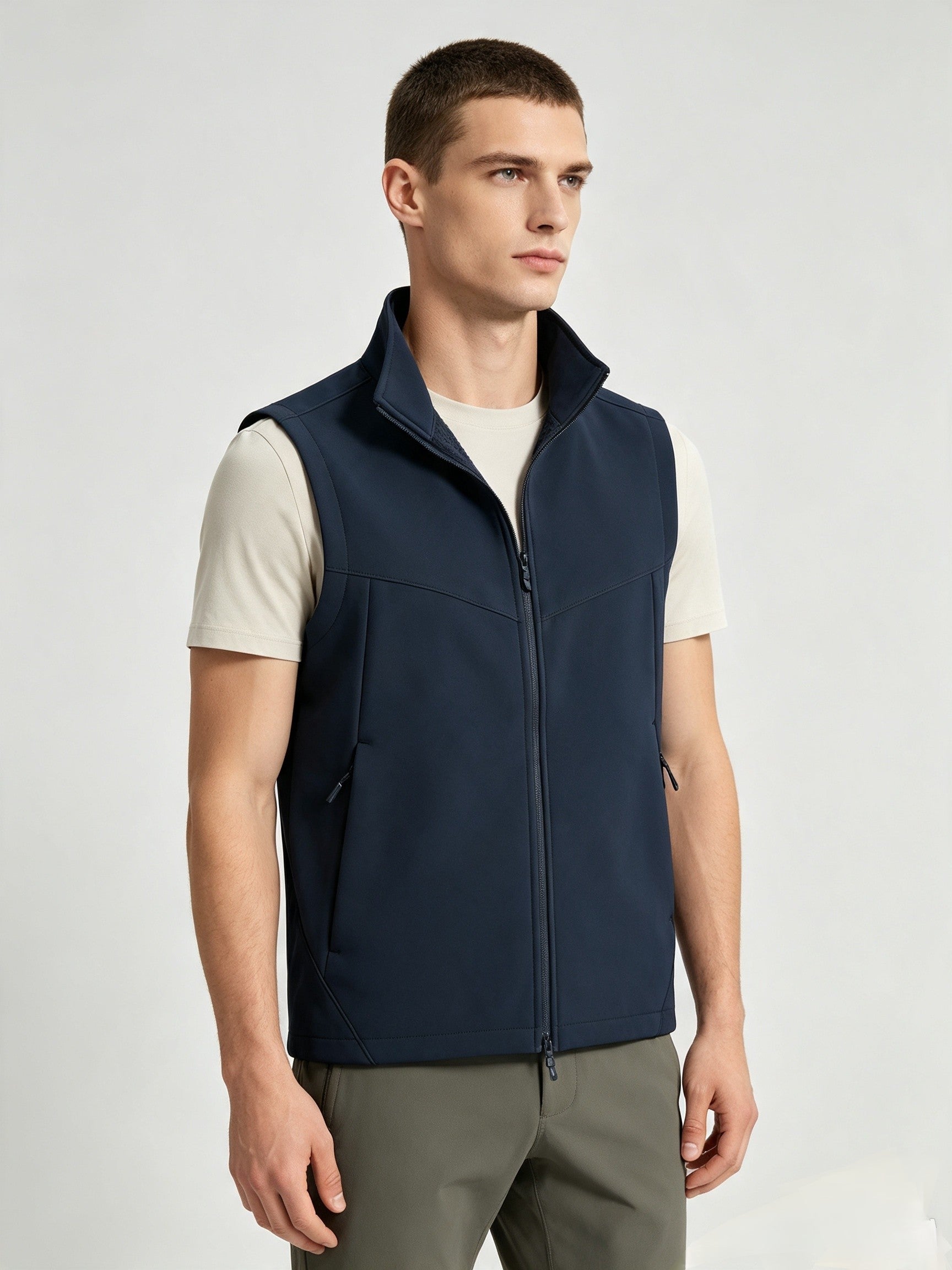 Hommes Femmes Couples Softshell Vest Stand Collar Zip Up Outdoor Sleeveless Jacket Windproof W