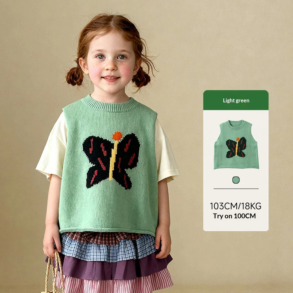 Broderie de dessins animés Veste de taille tricotée souple et polyvalente