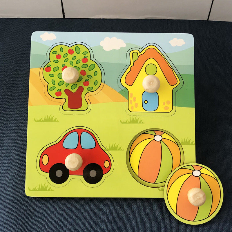 Hand Holding Puzzle Board Enfants Montessori éducation précoce Perception Jouet éducatif