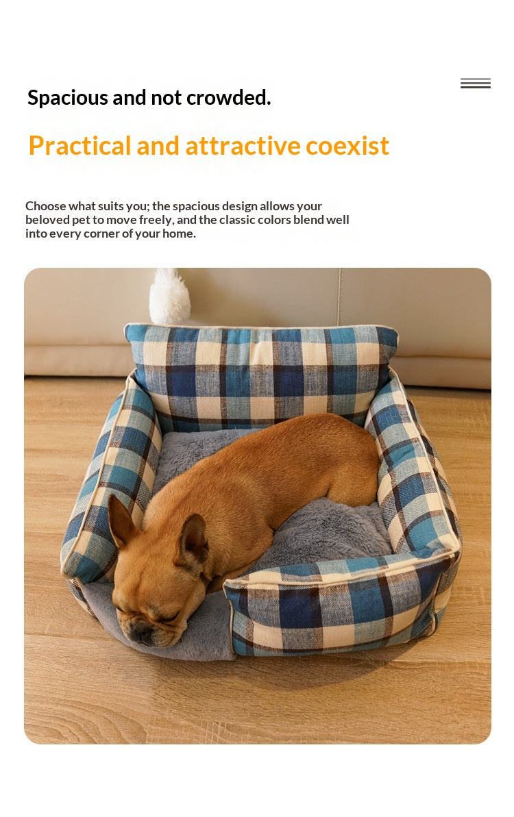 Lit pour animaux de compagnie lavable en toute saison Retro Plaid