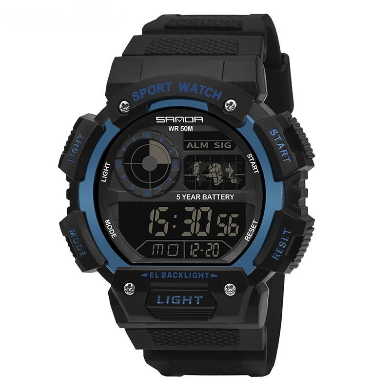 Multifonctionnel résistant à l'eau Lumineux montre numérique à affichage unique pour le sport