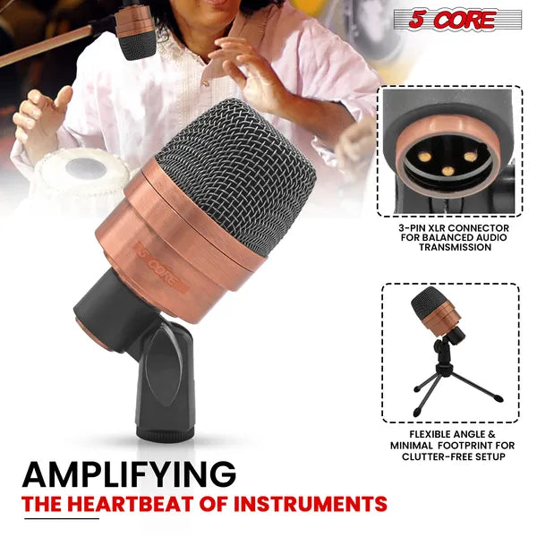 5 Core Tabla Mic Indian Instrument Microphone Set pour Bayan & Dayan Dholak Uni-directionnel