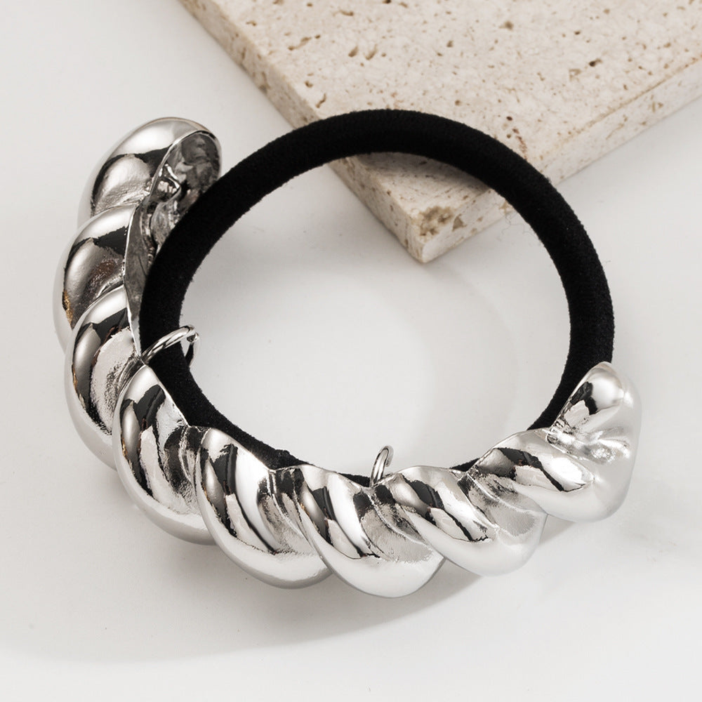 Tempéramental Cold Style Géométrique Métal Élastique haute forme de sémicercle Twist Hai