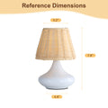 Lampe de table en bambou blanc Lampe de bureau variable Lampe de nuit avec base en fer et trois couleurs