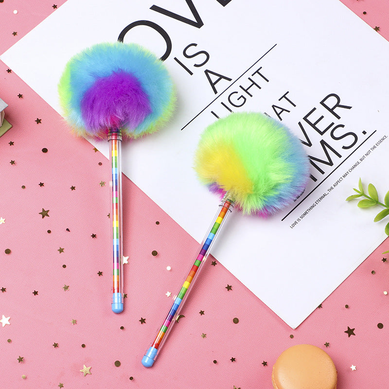 Gift pen Colourful pompoms Student creativity