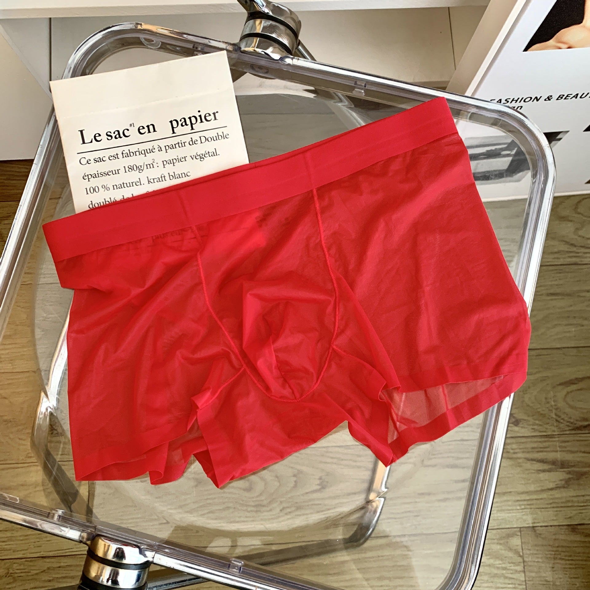 20D Ice Silk Nude Feel Seamless Boxers sous-vêtements homme transparent ultra-mince