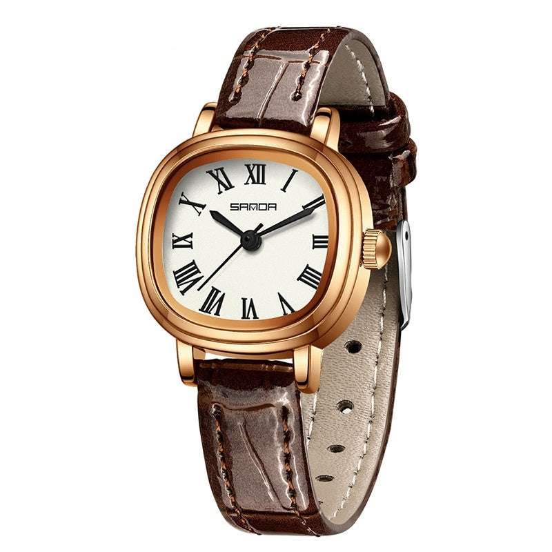 Montre Quartz à échelle romaine carrée féminine