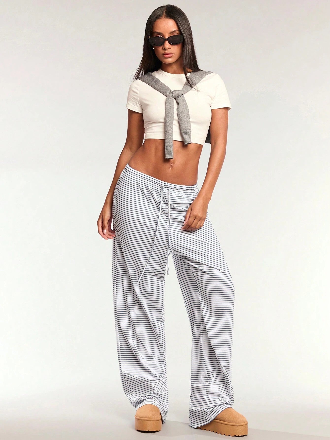Pantalons à manches longues à rayures pour femmes