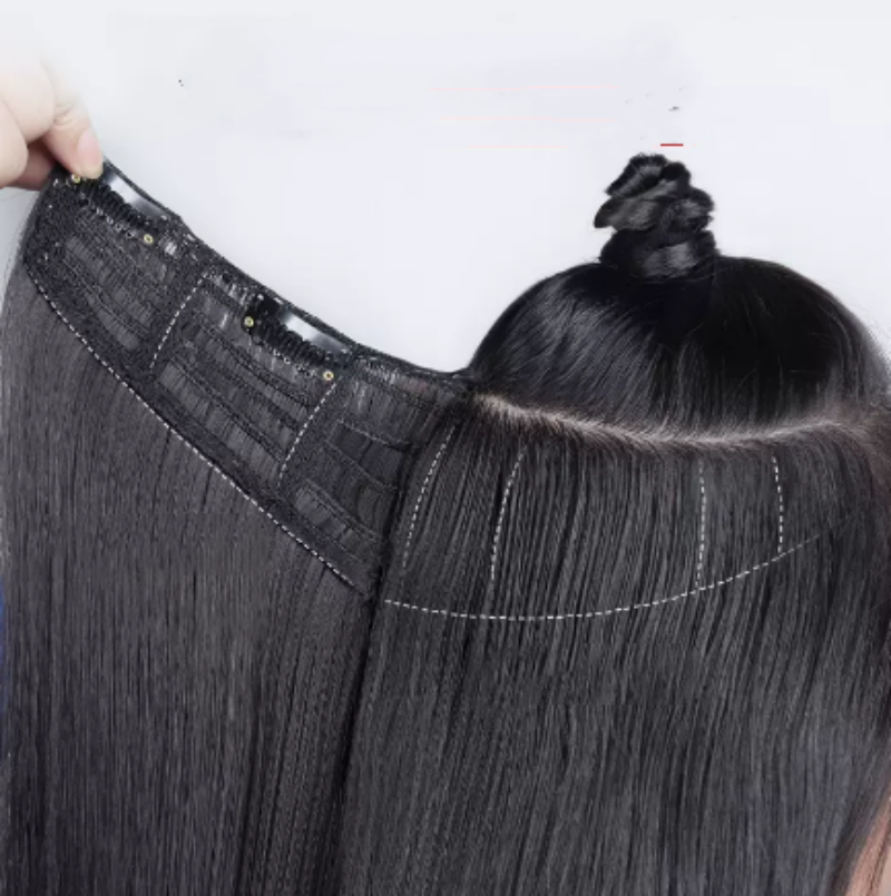 Coiffure longue droite pour femme sans marque
