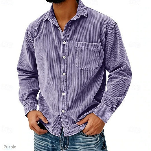 Chemise Homme Corduroy Corduroy rayée anti-rides sans fer