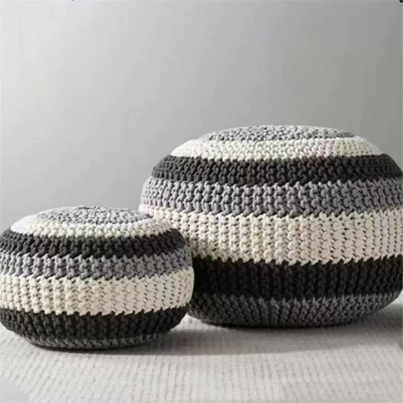 Couvercle de coussin de boule de décoration ottomane simple rond tissé à la main