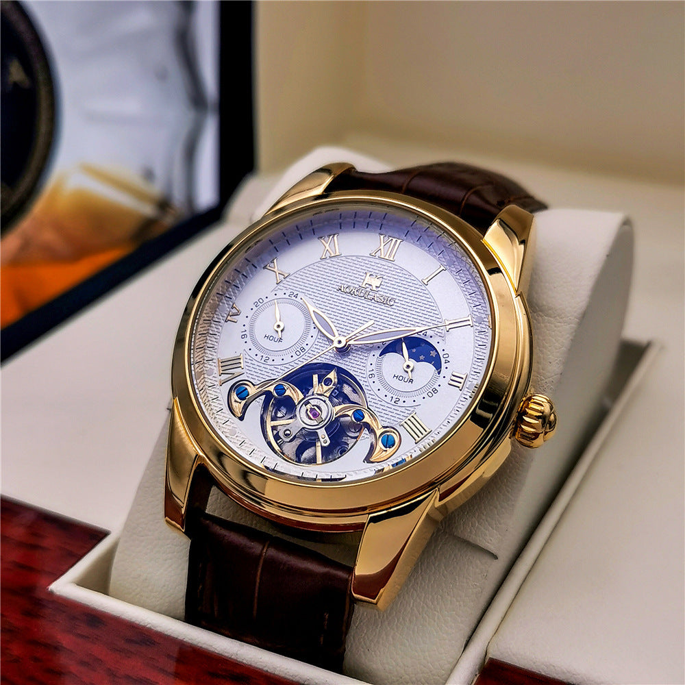 Homme Mode Lumineux Hollow-Out Casual Montre mécanique semi-automatique