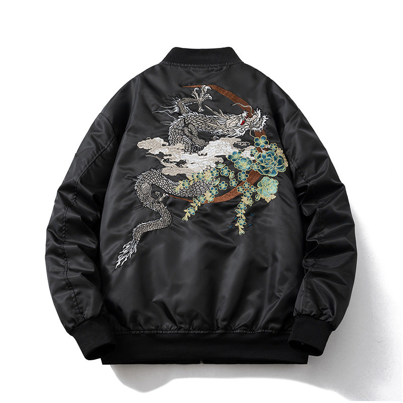 Style national Retro Auspicious Dragon Brodery Veste Hommes Bomber Manteau