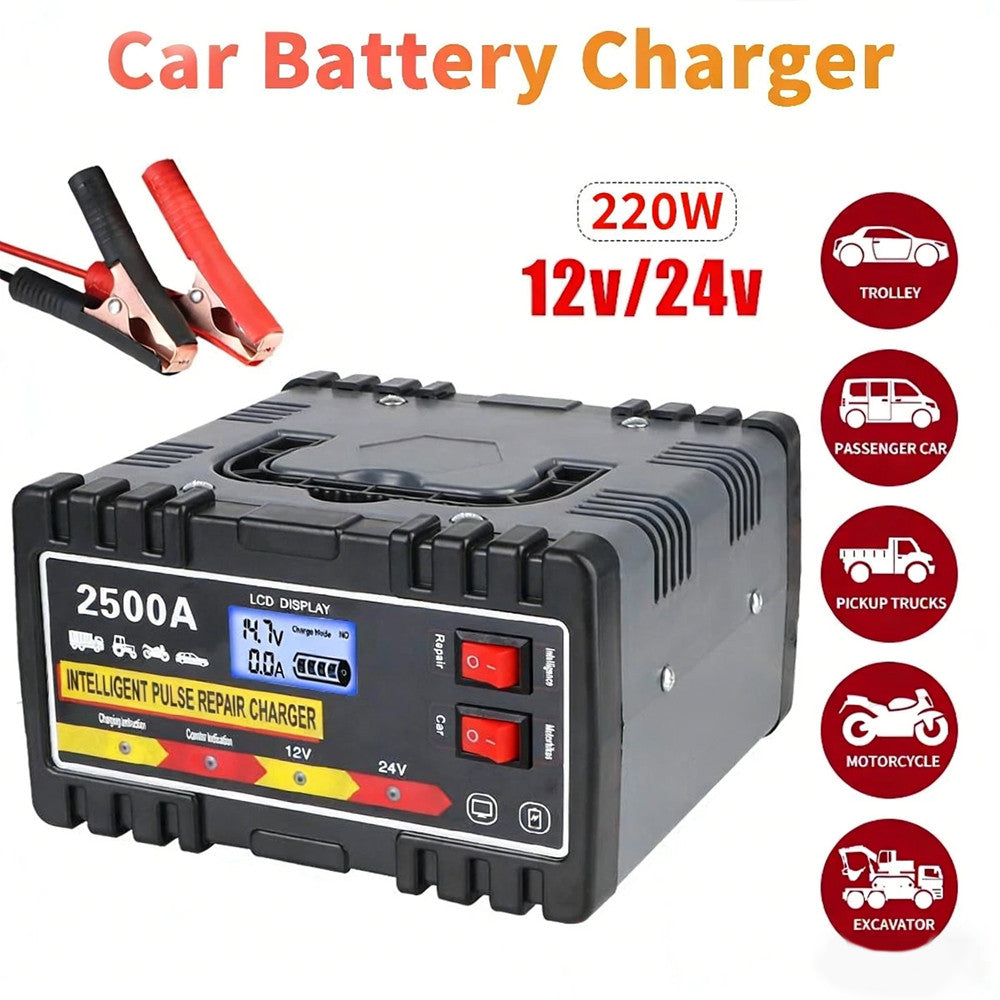 2500A DUTY HEAVY 12 24V CAR BATTERY CHARGER SMART PULSE TRICKLE DE RÉPONSE