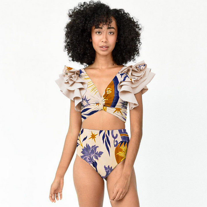 Strap-style Ethnic-print Maillot de bain en deux parties