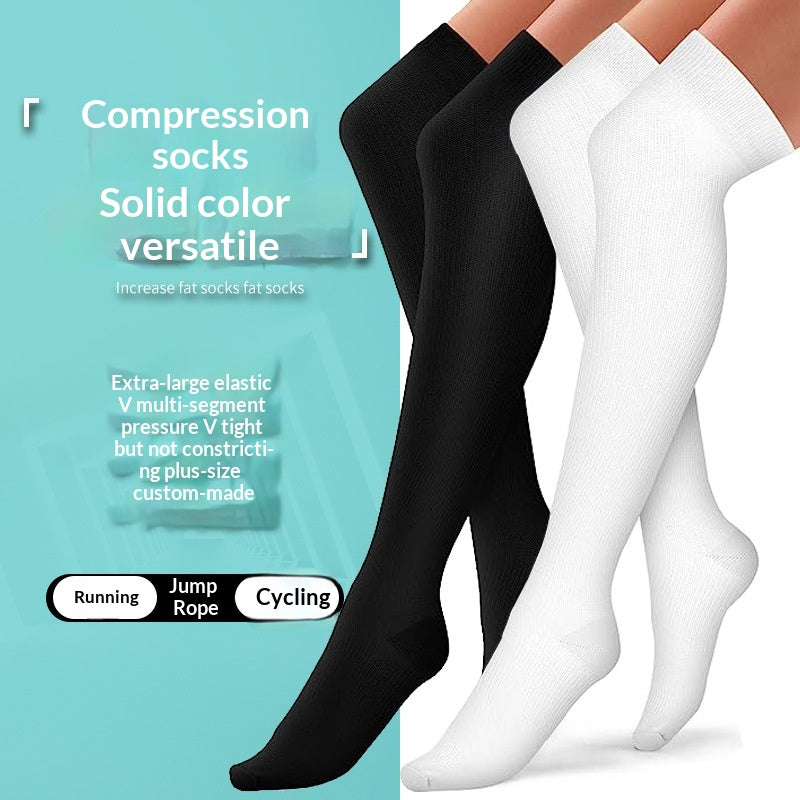 Longueur prolongée Chaussettes sur le genou Bas de compression athlétique Pied antidérapant haut G