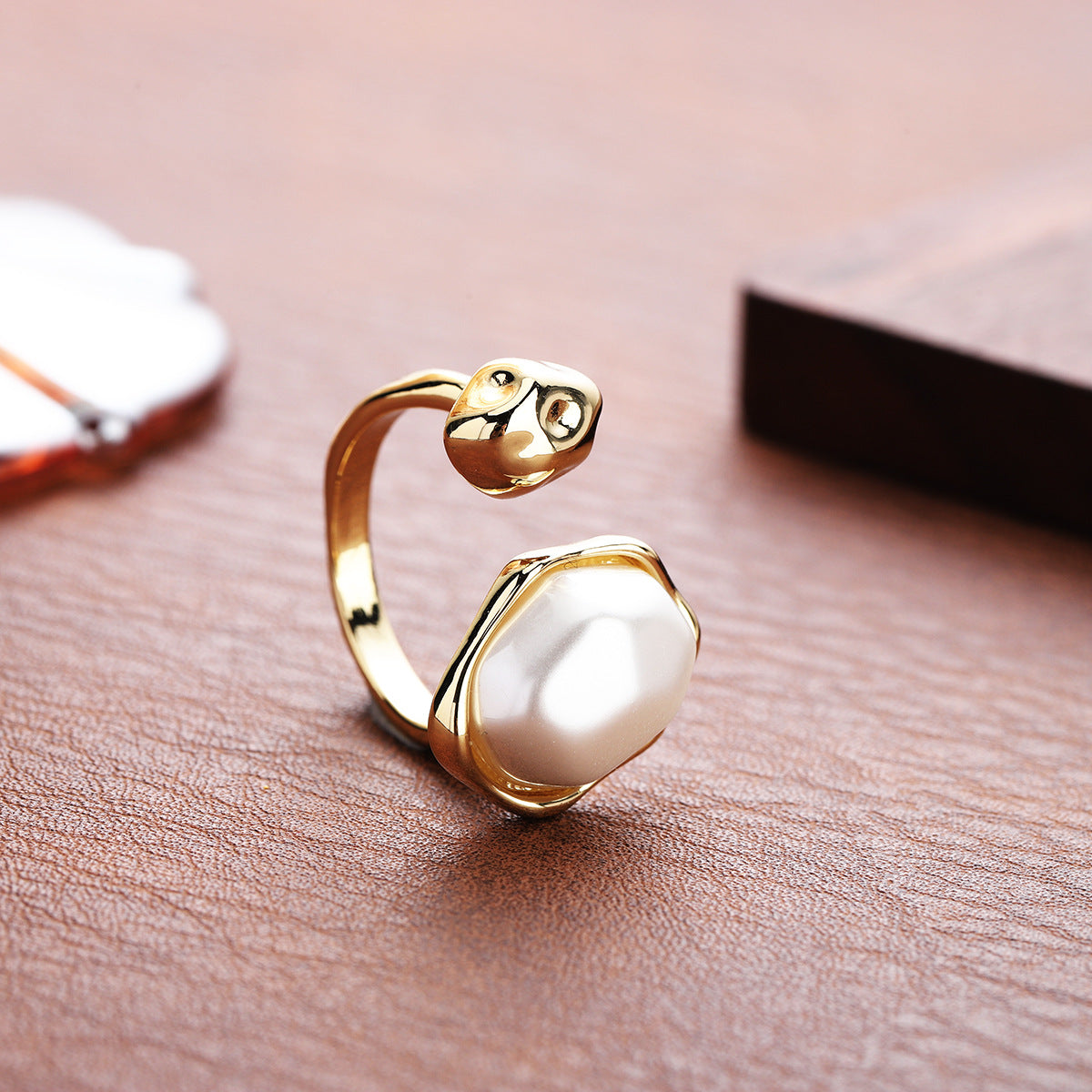 Bague réglable barco perle de luxe légère pour les femmes